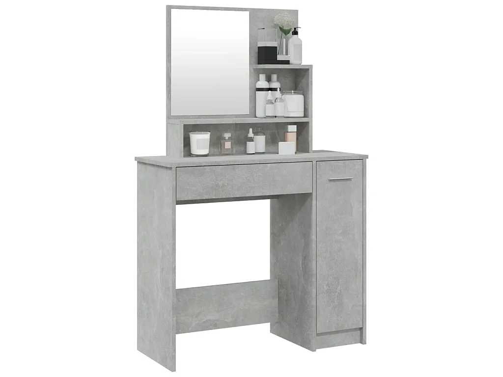 Coiffeuse avec miroir Gris béton 86,5x35x136 cm