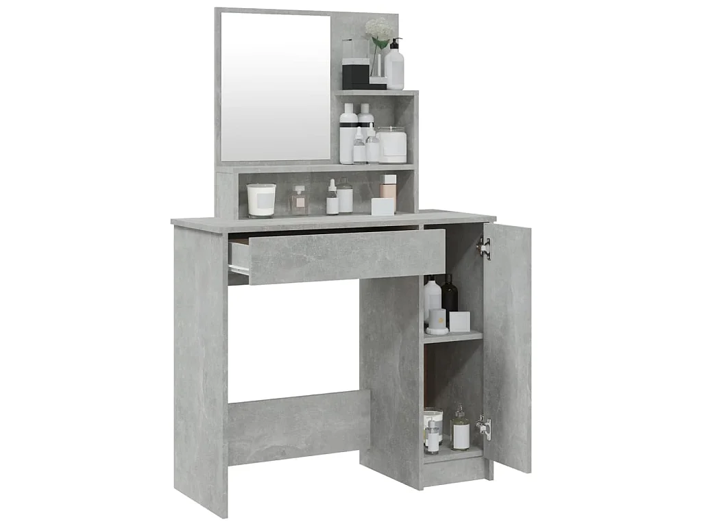 Coiffeuse avec miroir Gris béton 86,5x35x136 cm
