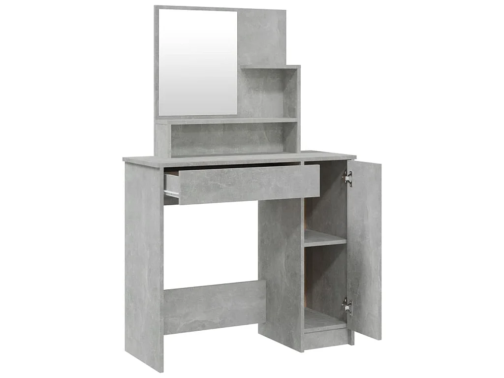 Coiffeuse avec miroir Gris béton 86,5x35x136 cm