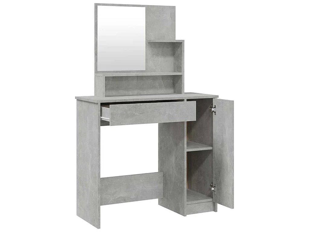 Coiffeuse avec miroir Gris béton 86,5x35x136 cm