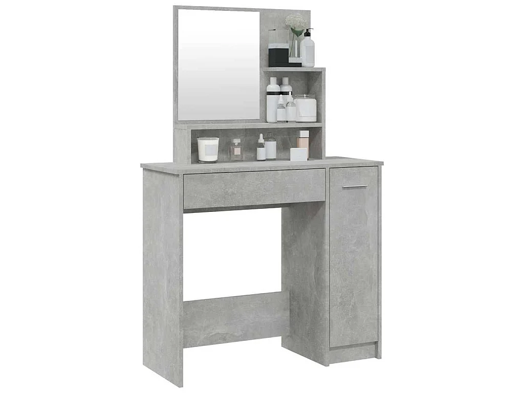 Coiffeuse avec miroir Gris béton 86,5x35x136 cm