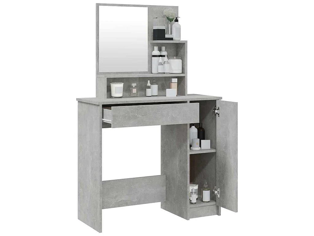 Coiffeuse avec miroir Gris béton 86,5x35x136 cm