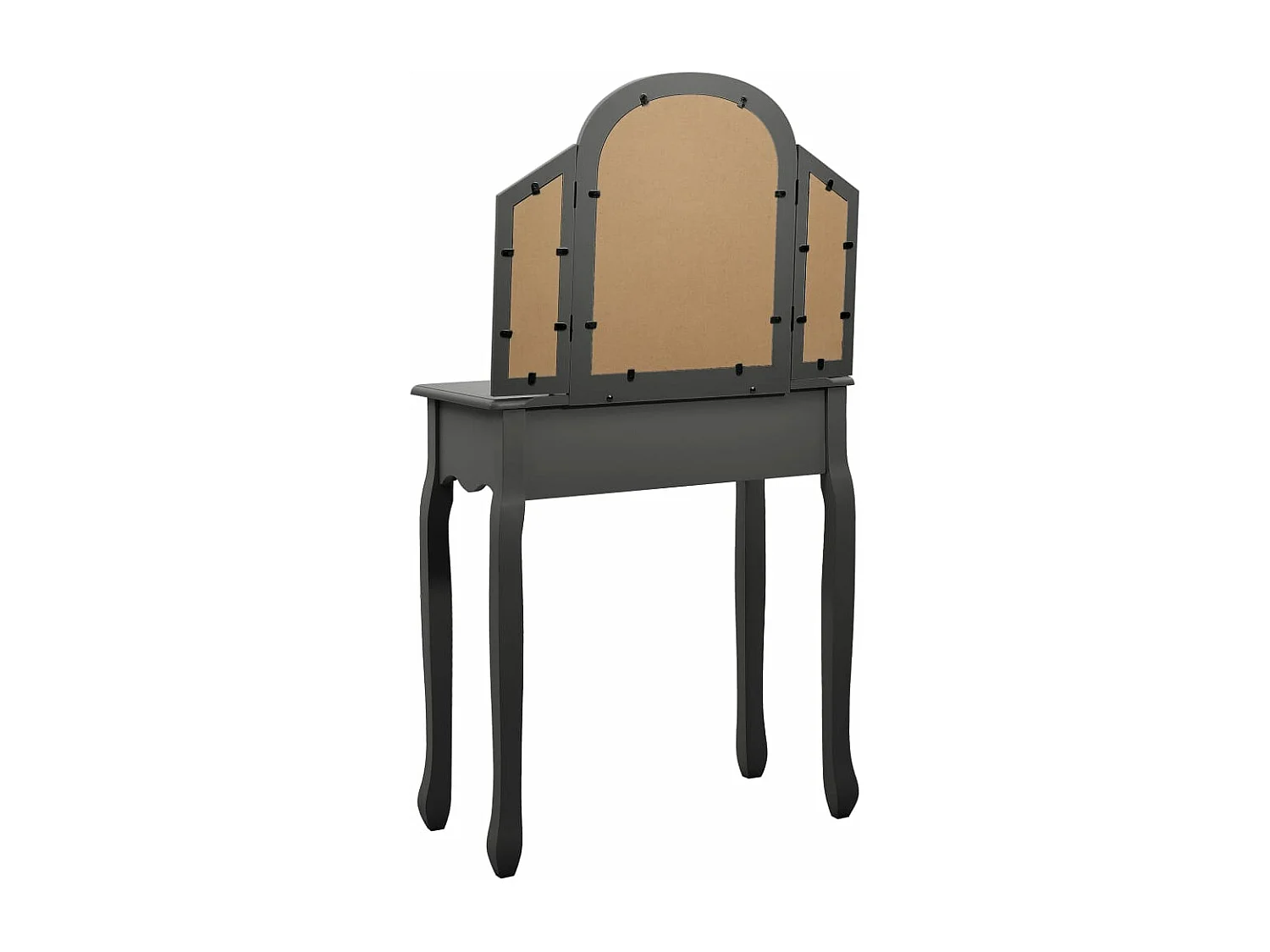 Coiffeuse et tabouret Gris 65x36x128 cm Bois de paulownia MDF