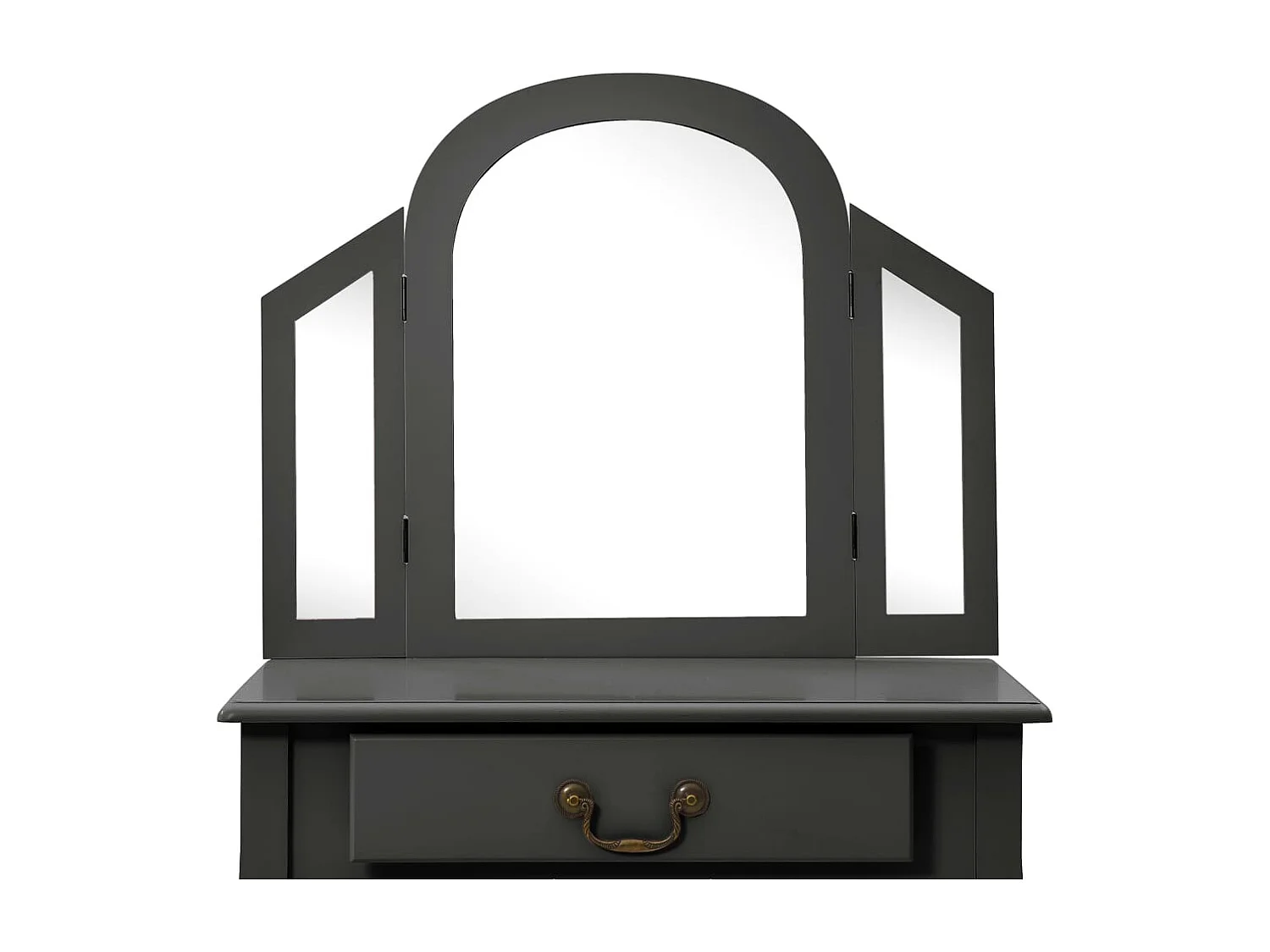 Schminktisch mit Hocker Grau 65x36x128 cm Paulownia-Holz MDF