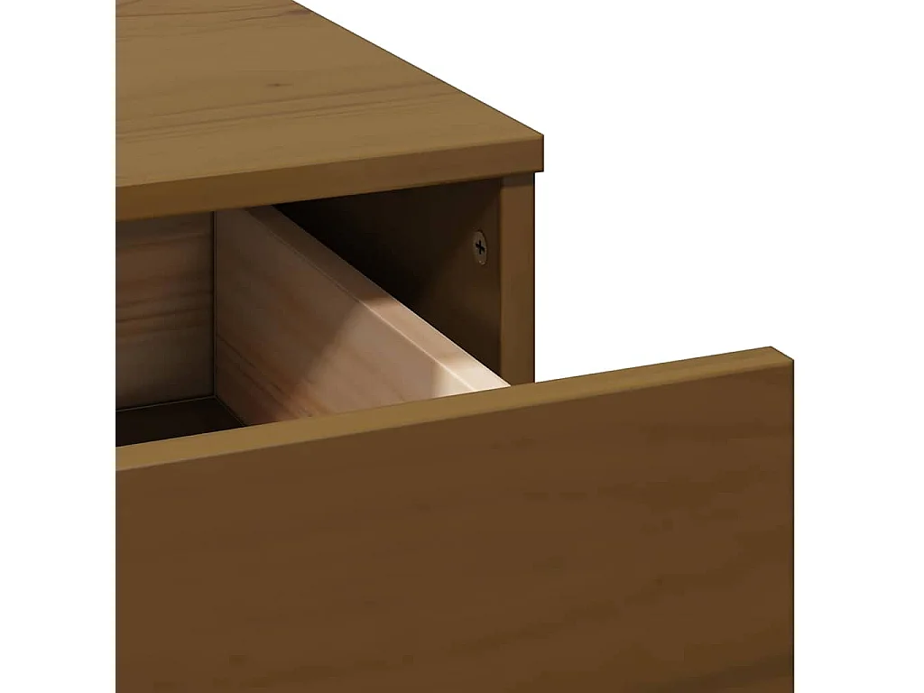 Schminktisch-Set mit LED Honigbraun Massivholz Kiefer