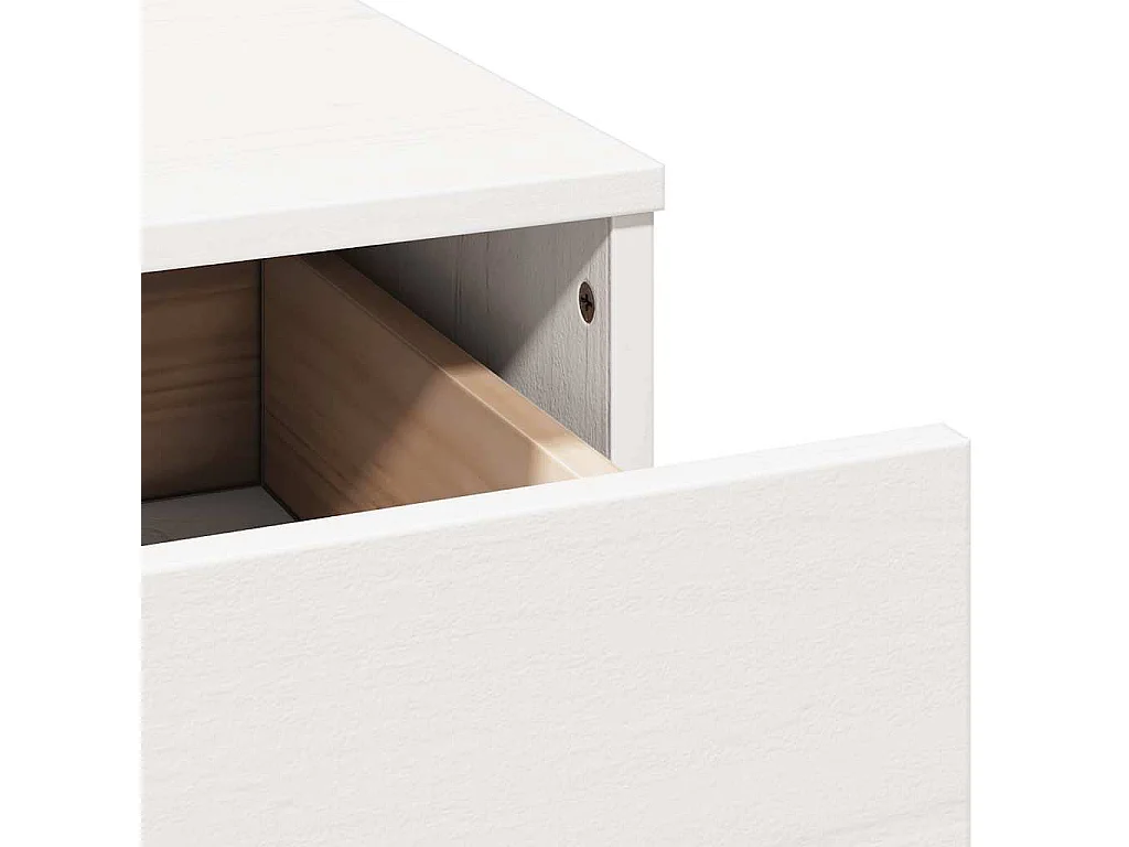 Ensemble de coiffeuse avec miroir Blanc Bois de pin solide