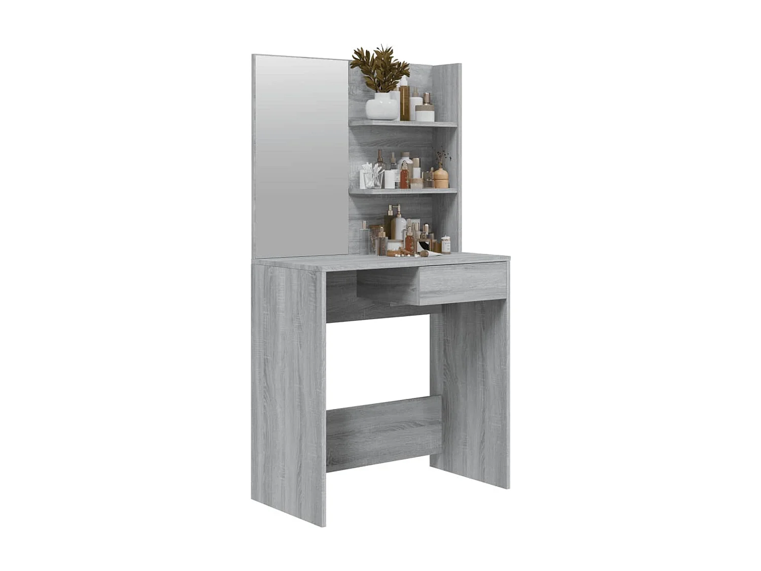 Schminktisch mit Spiegel Grau Sonoma 74,5x40x141 cm