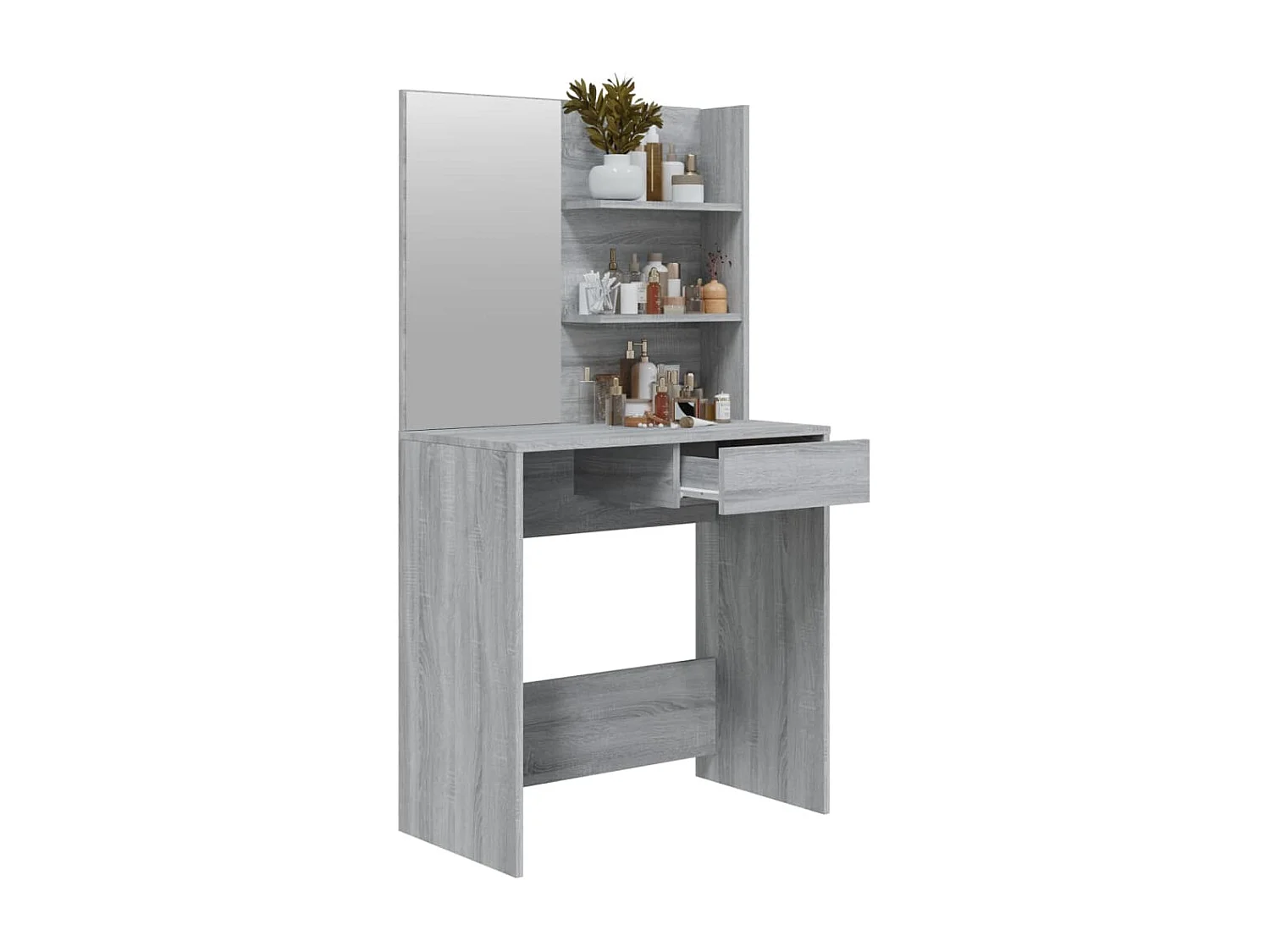 Schminktisch mit Spiegel Grau Sonoma 74,5x40x141 cm