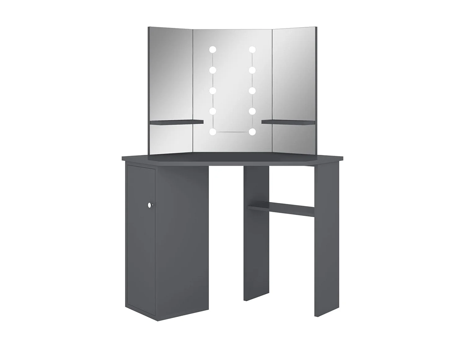 Hoekkaptafel met LED 111x54x141,5 cm grijs