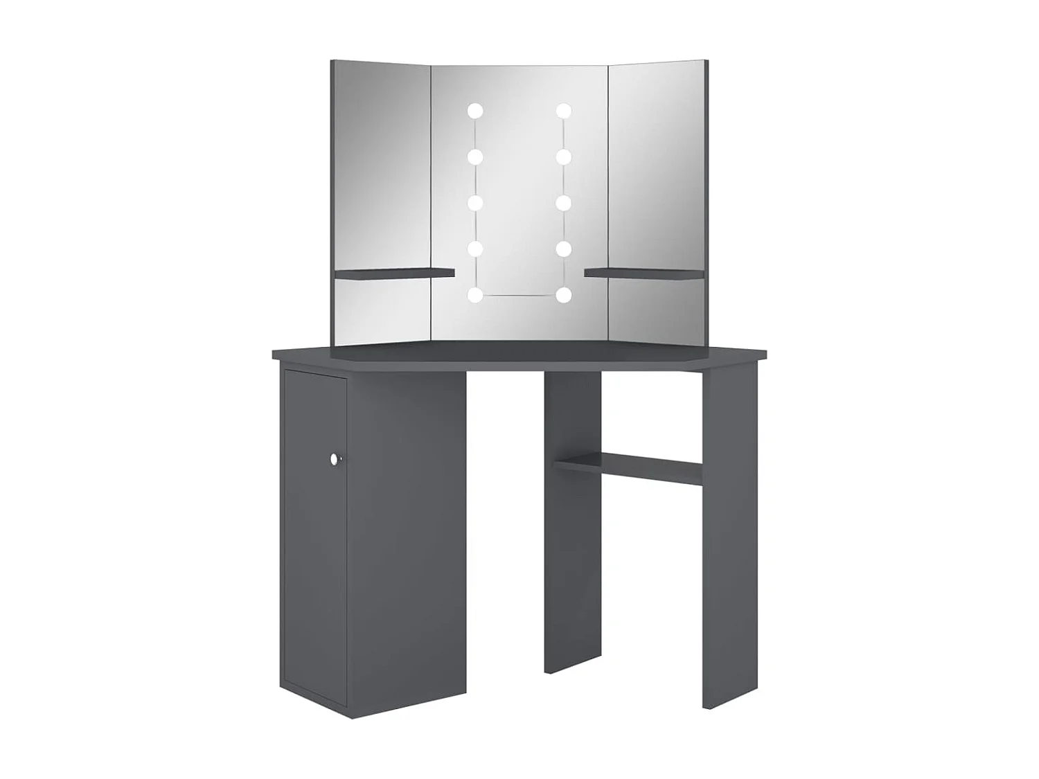Eck-Schminktisch mit LED Grau 111x54x141,5 cm