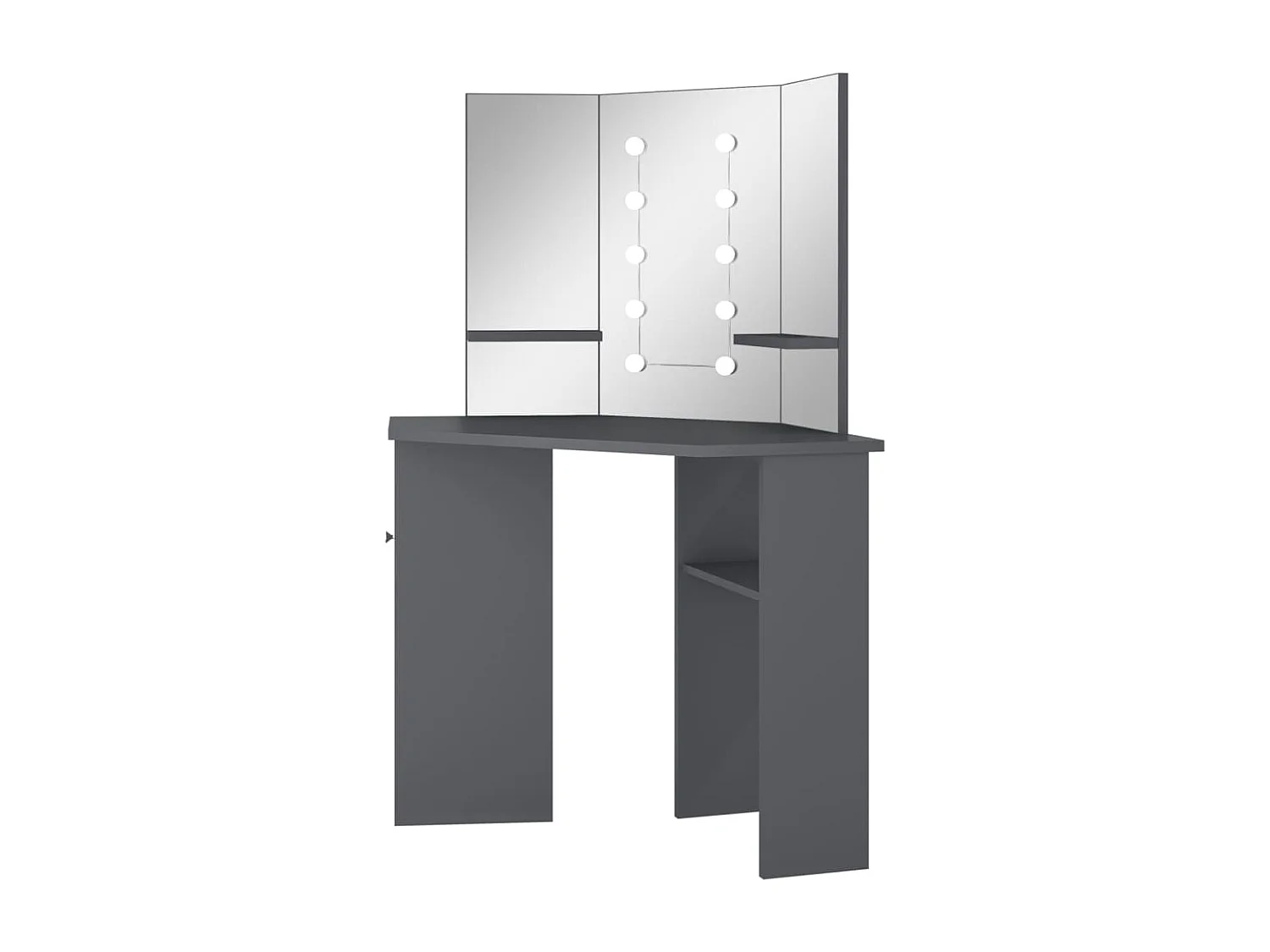 Eck-Schminktisch mit LED Grau 111x54x141,5 cm