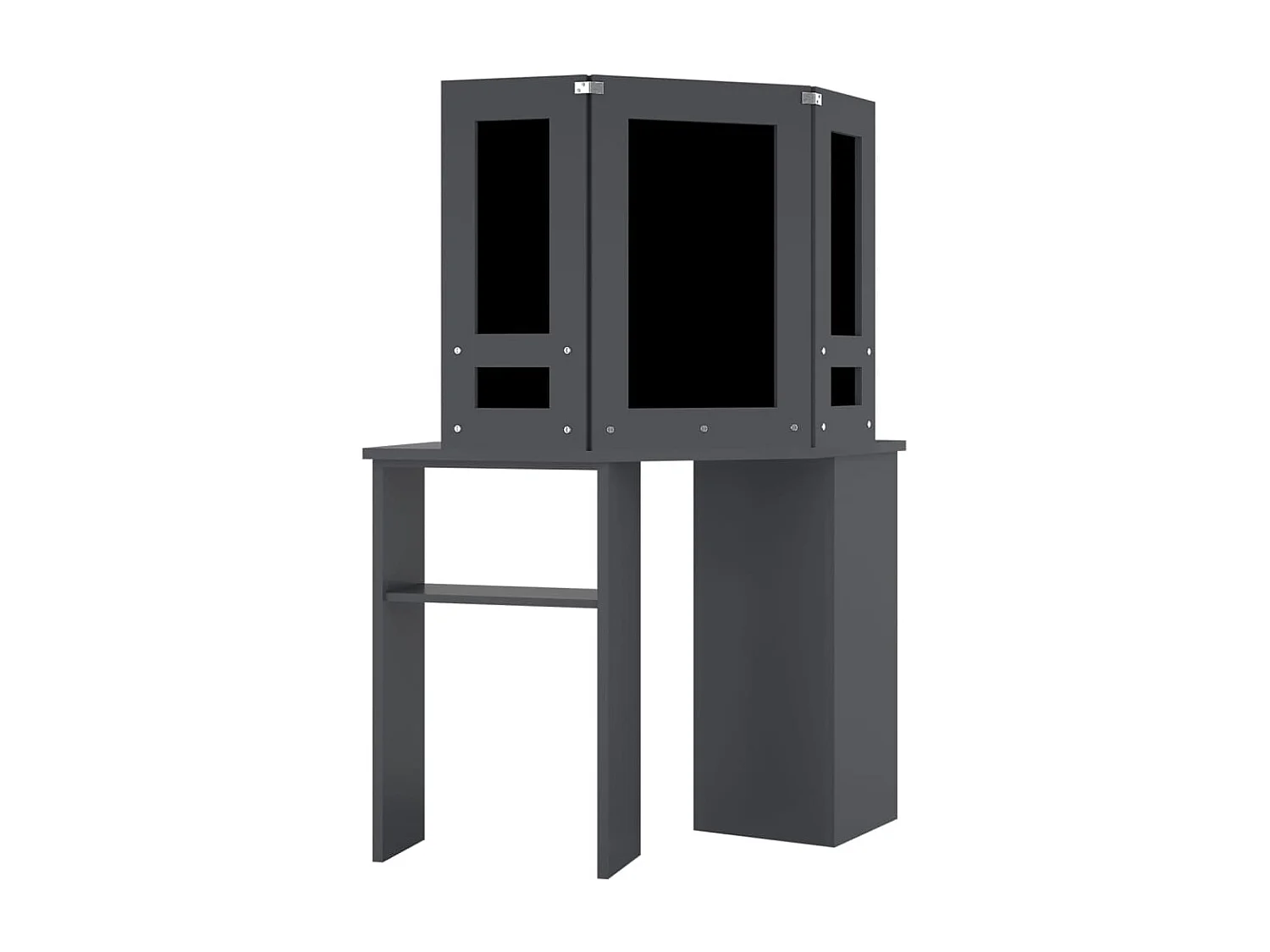 Eck-Schminktisch mit LED Grau 111x54x141,5 cm