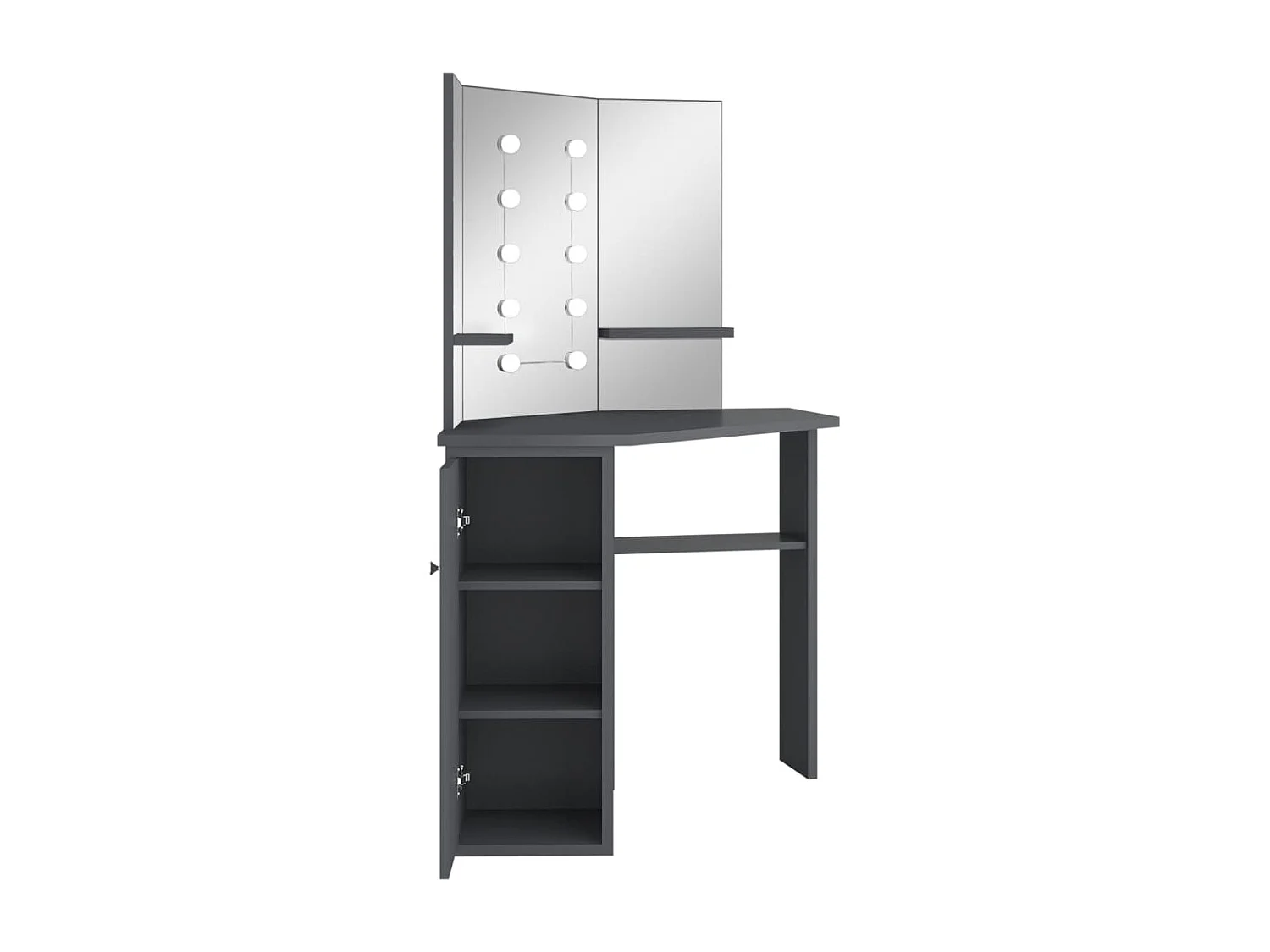 Eck-Schminktisch mit LED Grau 111x54x141,5 cm