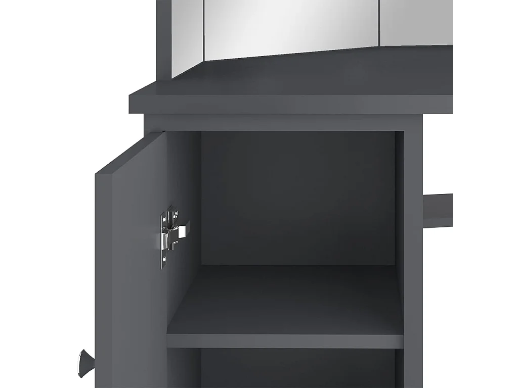 Eck-Schminktisch mit LED Grau 111x54x141,5 cm