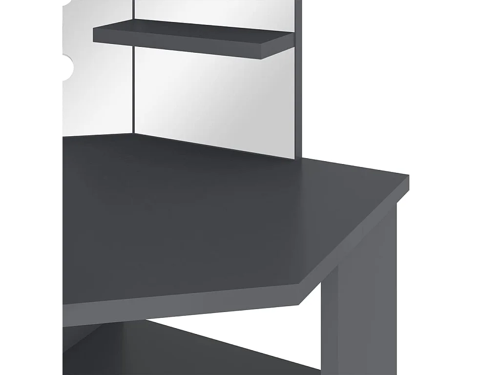 Eck-Schminktisch mit LED Grau 111x54x141,5 cm