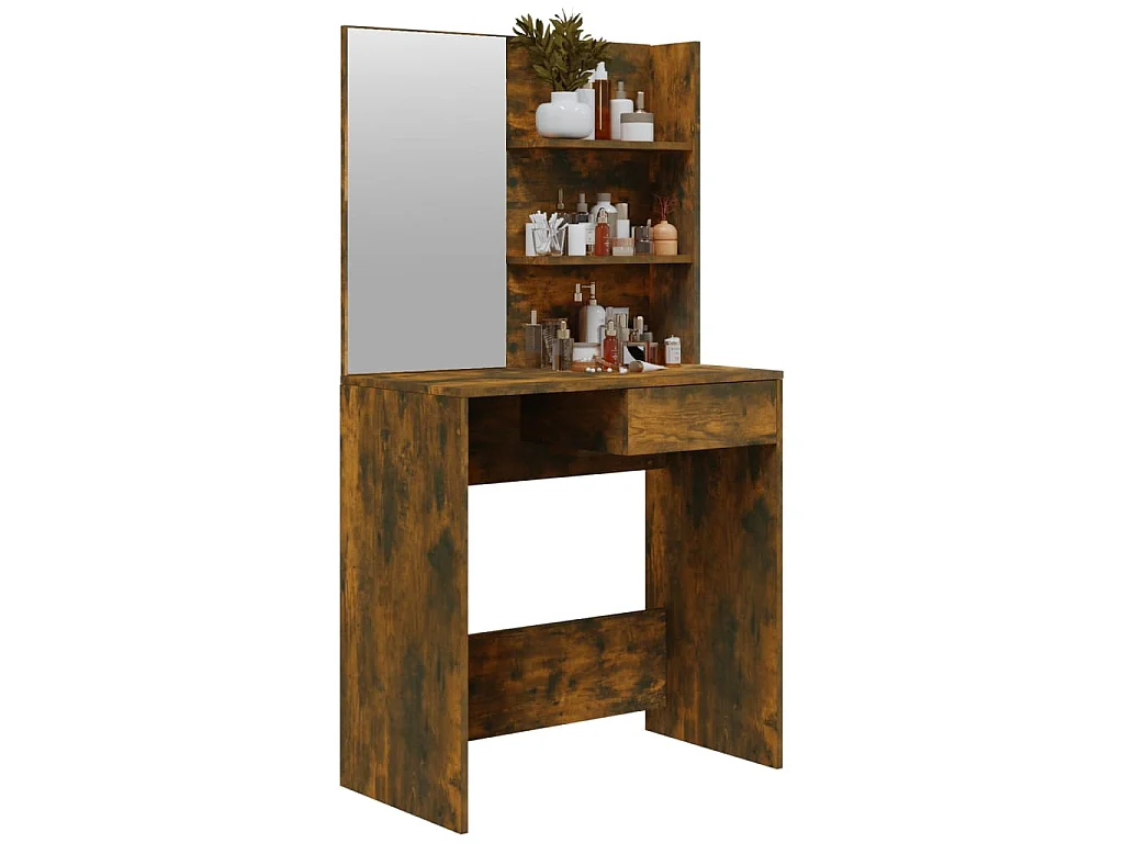 Coiffeuse avec miroir Chêne fumé 74,5x40x141 cm
