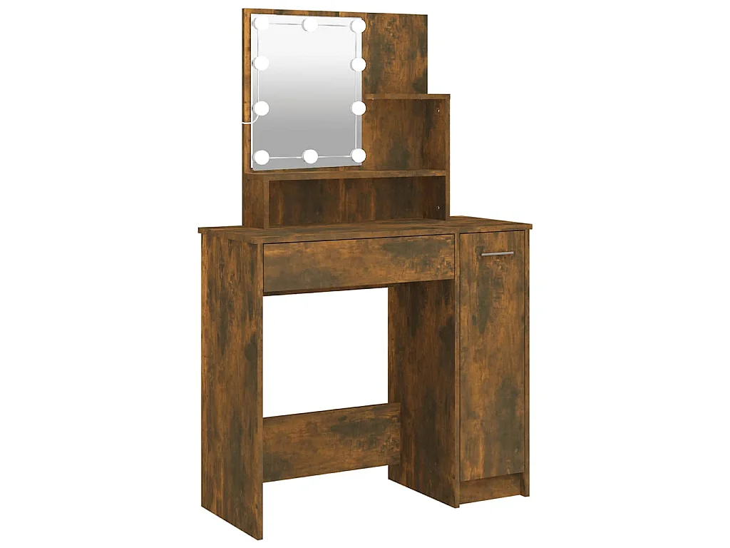 Kaptafel met LED-verlichting 86,5x35x136 cm gerookt eikenkleur