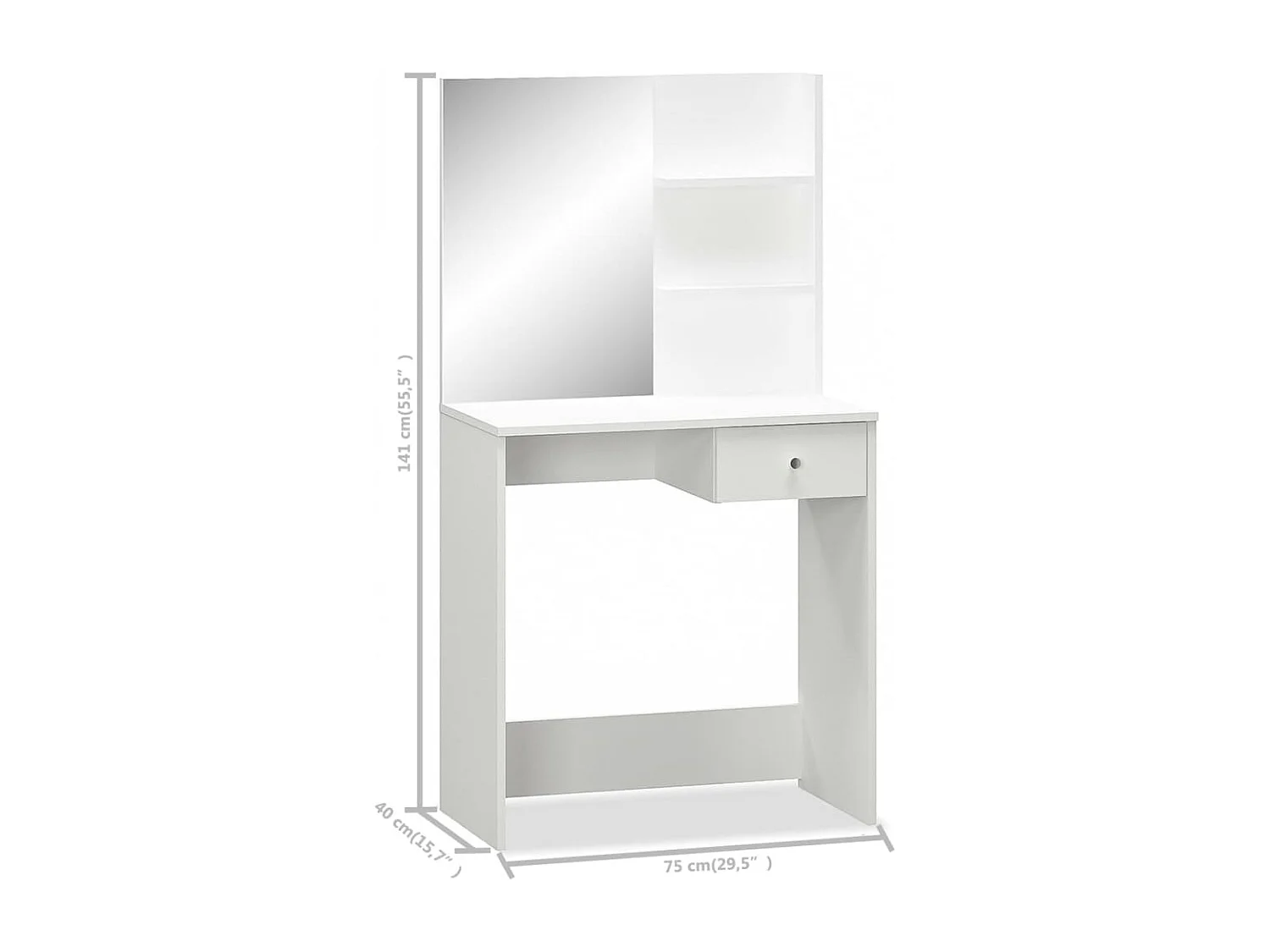 Coiffeuse Bois d’ingénierie 75x40x141 cm Blanc