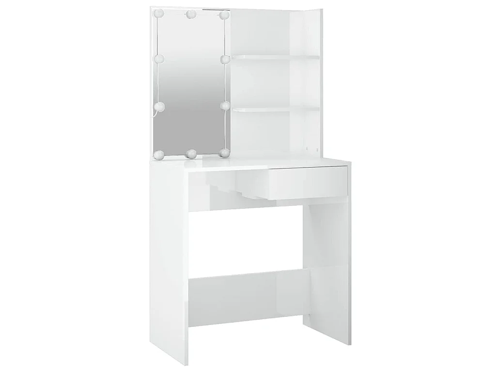 Toucador com LEDs 74,5x40x141 cm branco brilhante