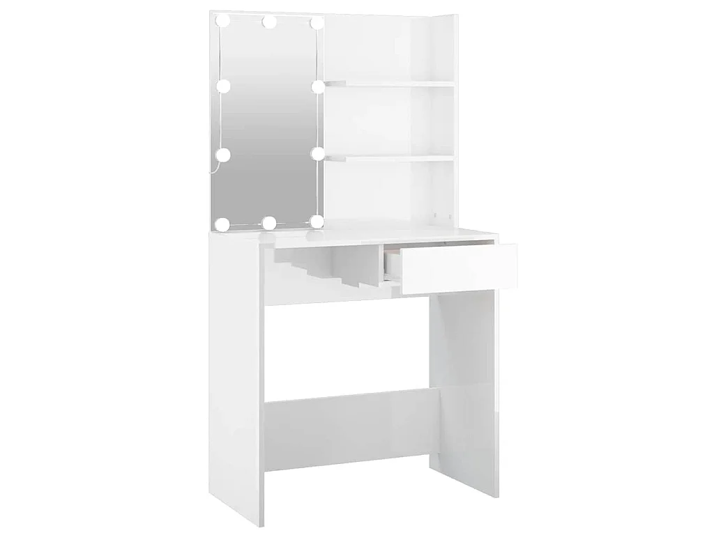 Toucador com LEDs 74,5x40x141 cm branco brilhante