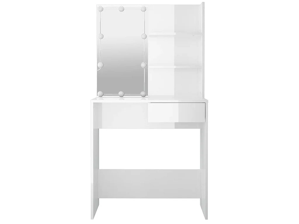 Toucador com LEDs 74,5x40x141 cm branco brilhante
