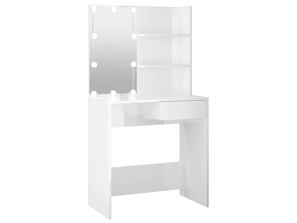 Tocador con LED blanco brillante 74,5x40x141 cm