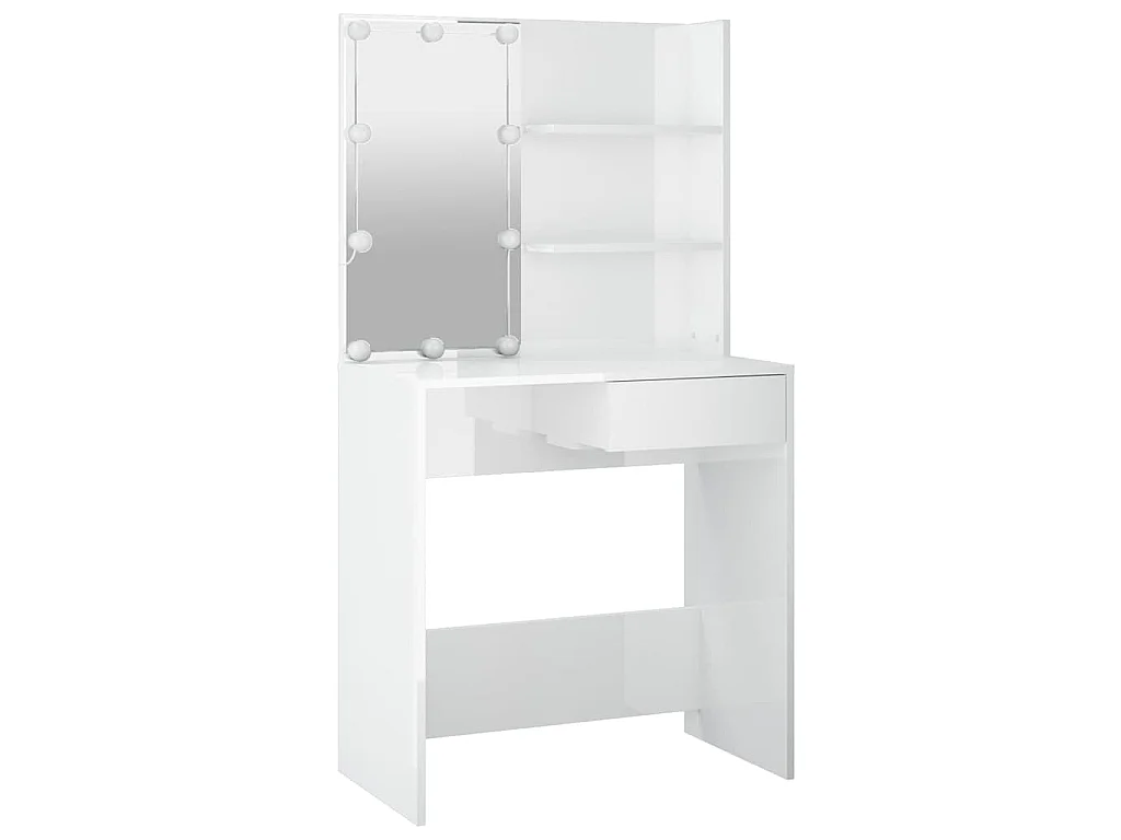 Coiffeuse avec LED Blanc brillant 74,5x40x141 cm