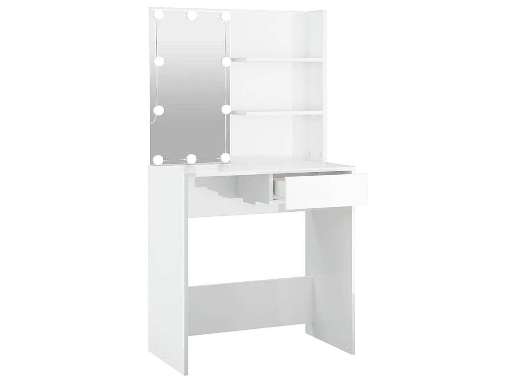 Coiffeuse avec LED Blanc brillant 74,5x40x141 cm