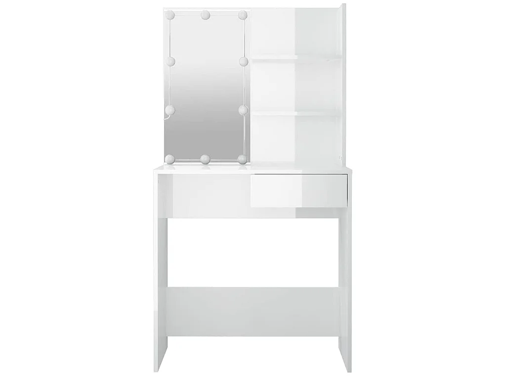 Coiffeuse avec LED Blanc brillant 74,5x40x141 cm