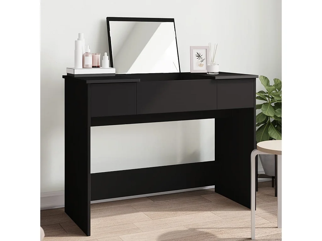 Kaptafel met spiegel 100x45x76 cm zwart