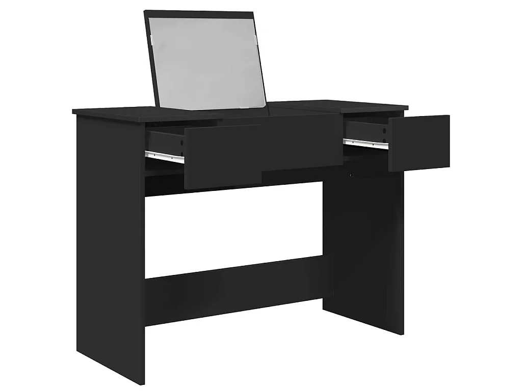 Kaptafel met spiegel 100x45x76 cm zwart