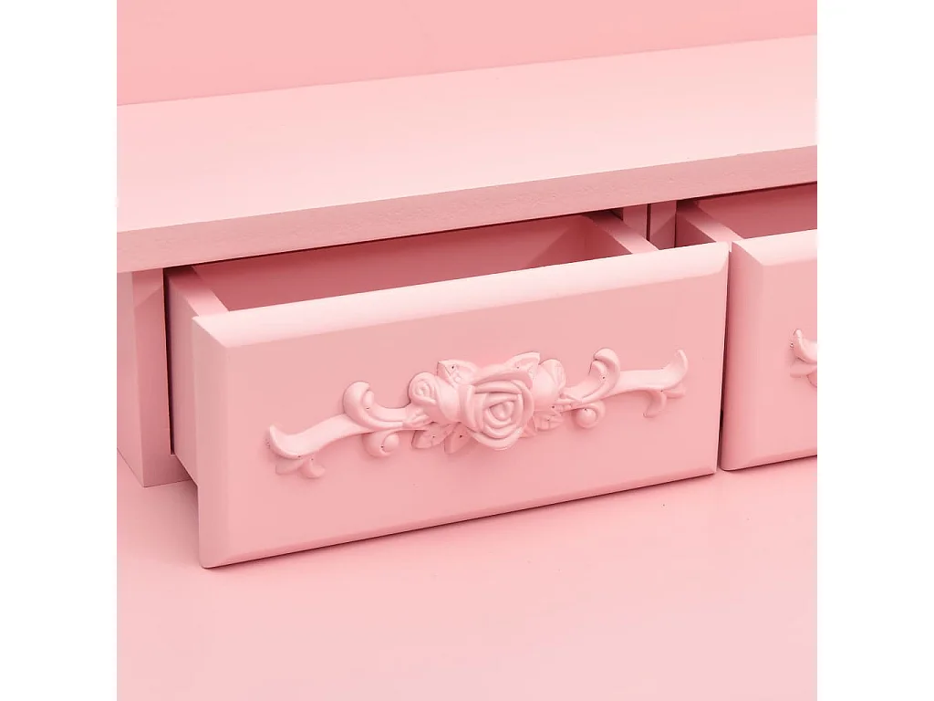 Tavolo da Trucco con Sgabello Rosa 50x59x136 cm Legno Paulownia