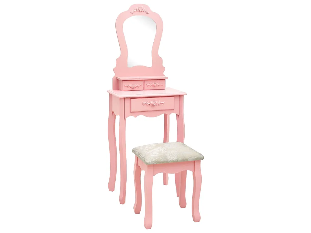 Kaptafelset met kruk 50x59x136 cm paulowniahout roze