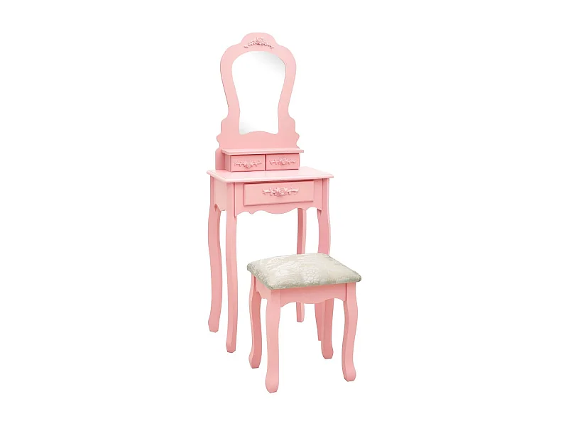Ensemble de coiffeuse avec tabouret Rose 50x59x136 cm Paulownia