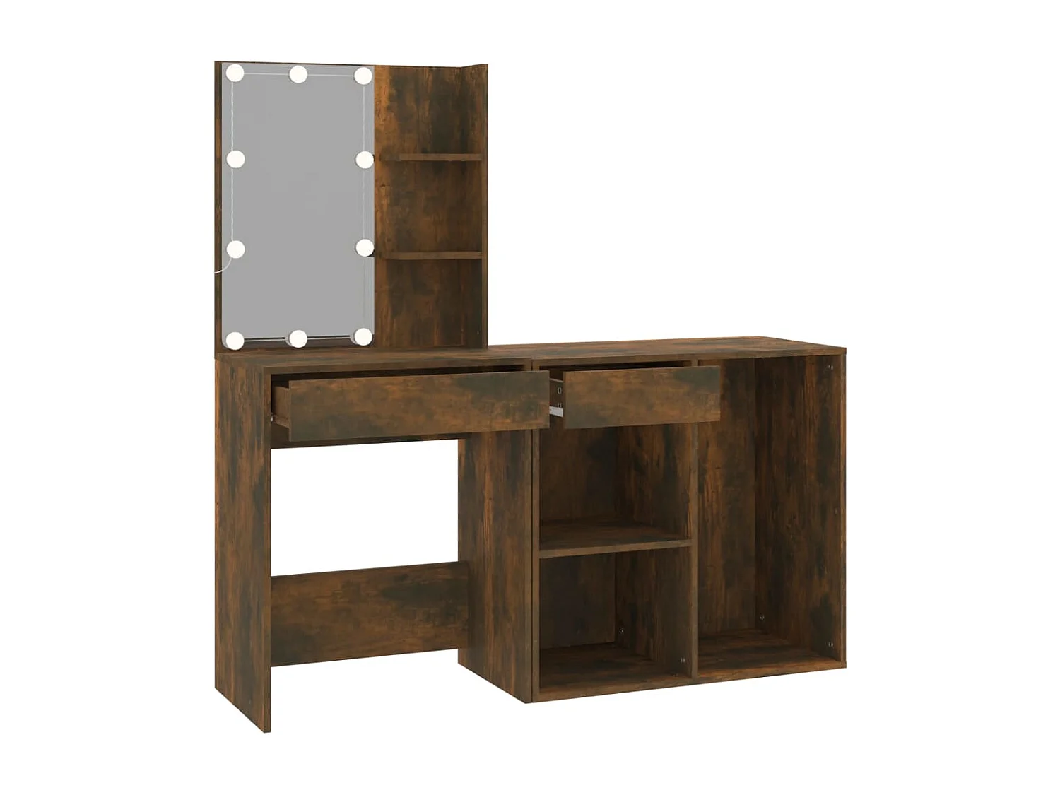 LED-Schminktisch mit Schrank Räuchereiche Holzwerkstoff