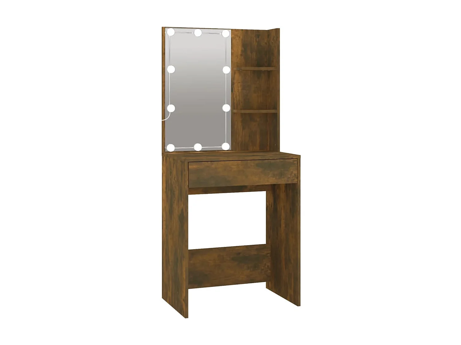 LED-Schminktisch mit Schrank Räuchereiche Holzwerkstoff