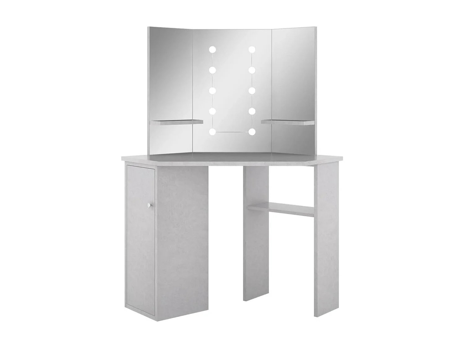 Eck-Schminktisch mit LED Betongrau 111x54x141,5 cm