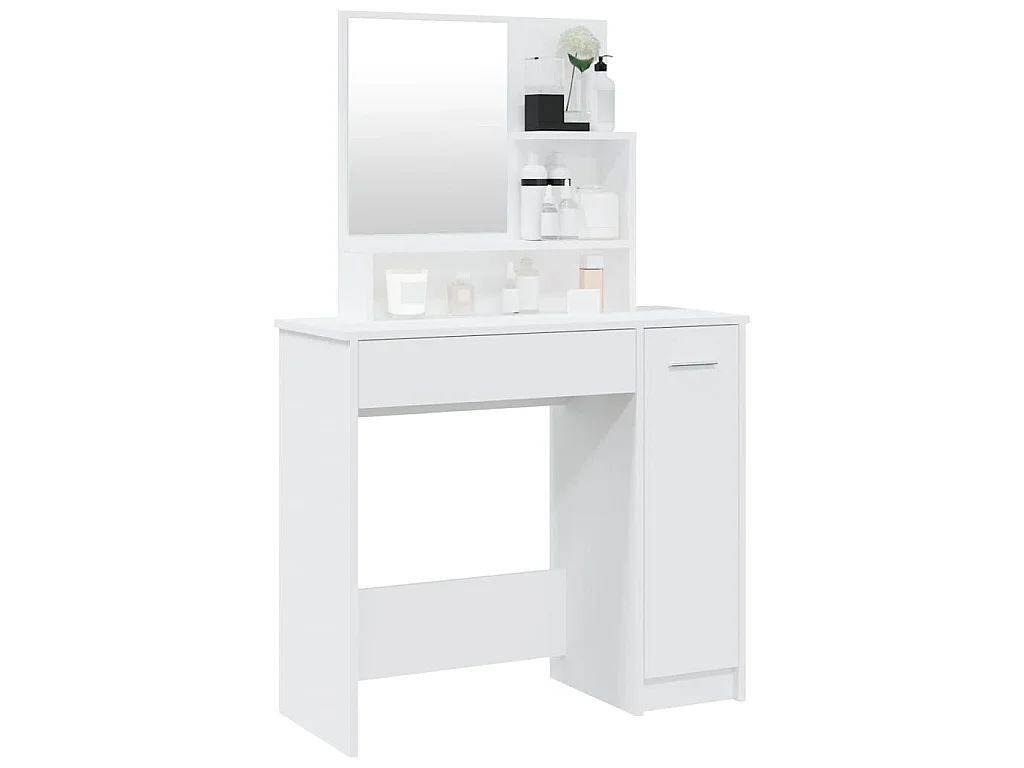 Coiffeuse avec miroir blanc 86,5x35x136 cm