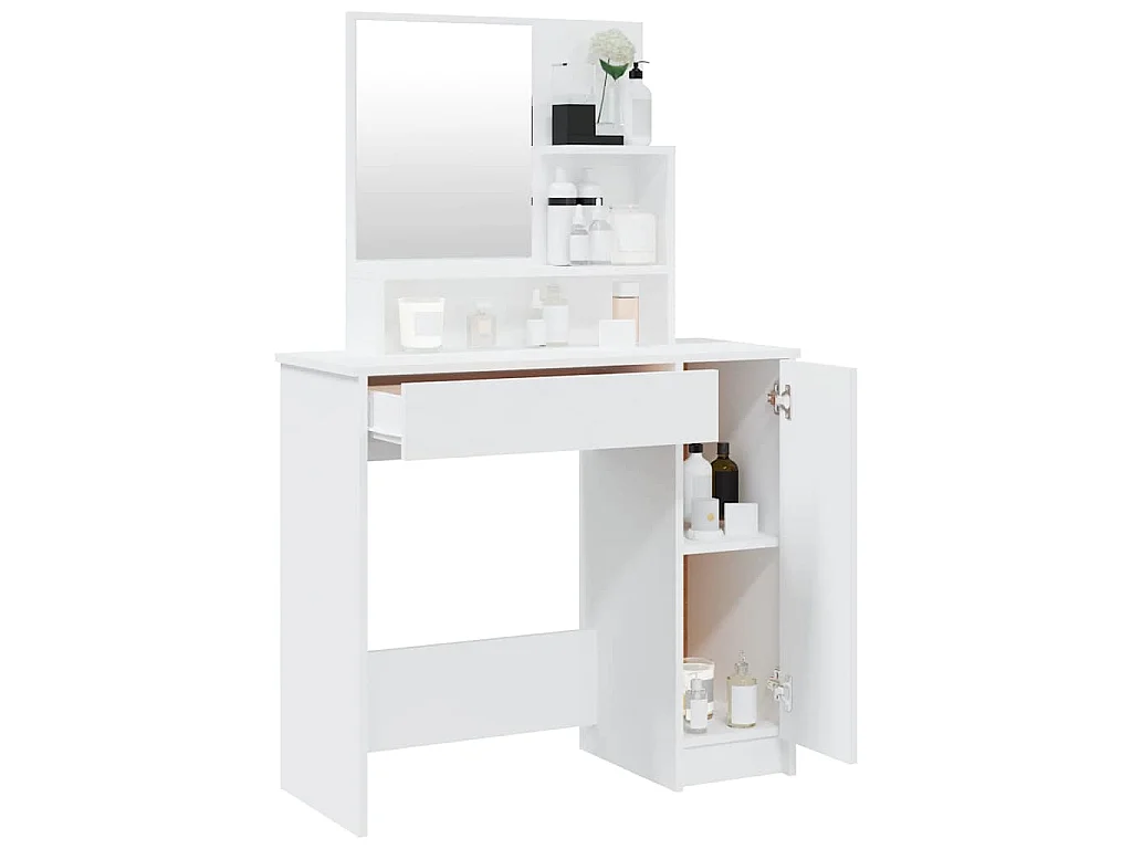 Coiffeuse avec miroir blanc 86,5x35x136 cm