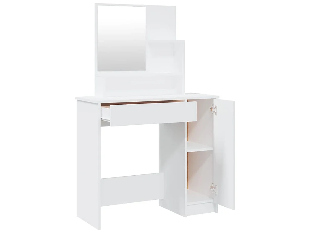 Coiffeuse avec miroir blanc 86,5x35x136 cm