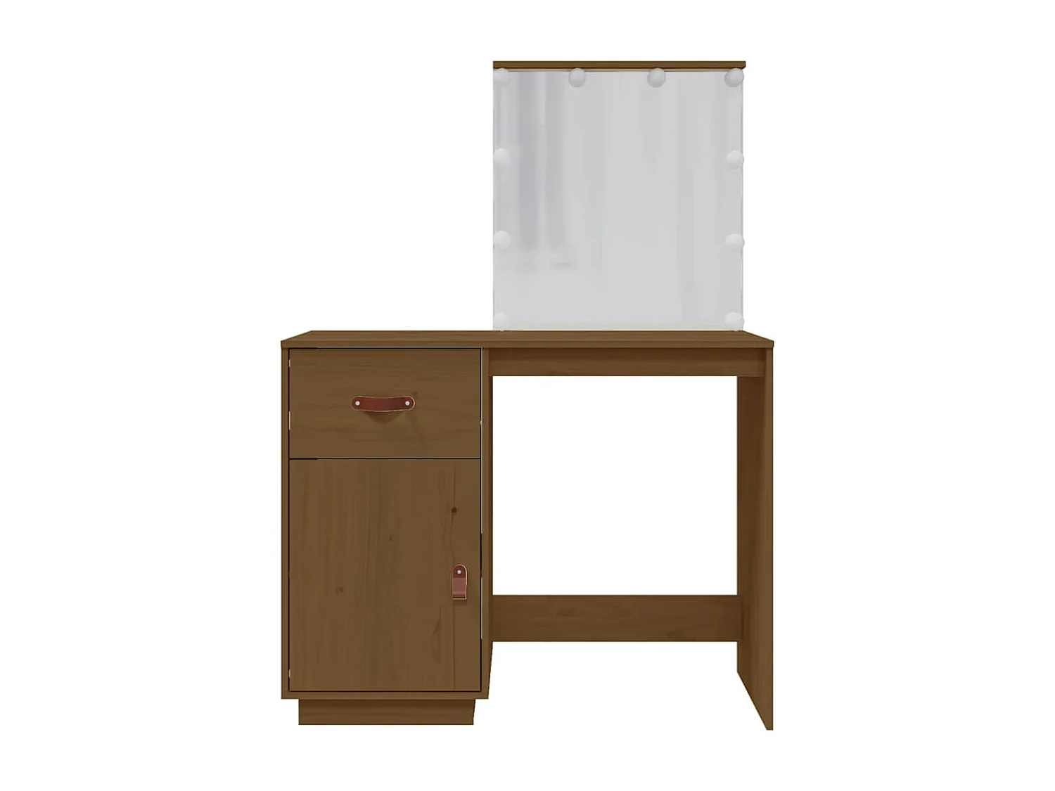 Schminktisch mit LED Honigbraun 95x50x133,5cm Massivholz Kiefer