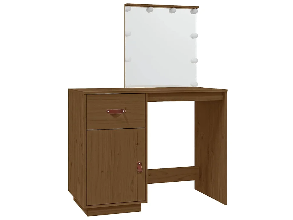 Kaptafel met LED 95x50x133,5 cm massief grenenhout honingbruin