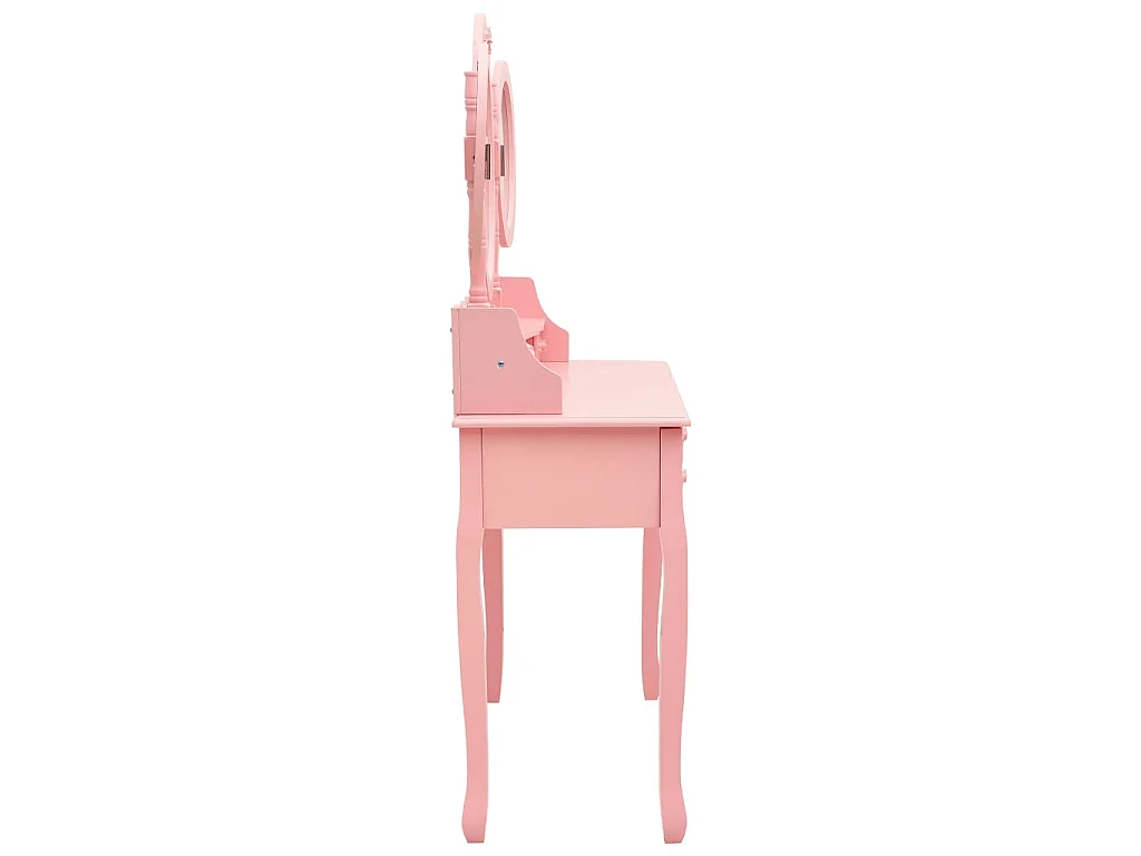 Schminktisch mit Hocker und Dreifach-Spiegel Rosa