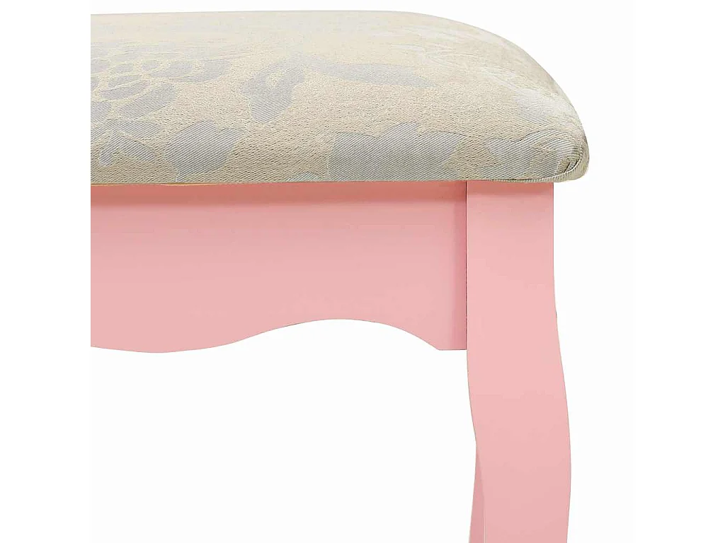 Coiffeuse avec tabouret et miroir pliable en 3 Rose