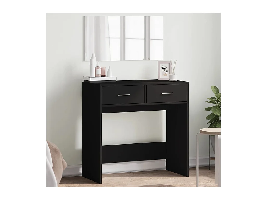 Toeletta con Specchio Nero 80x39x80 cm