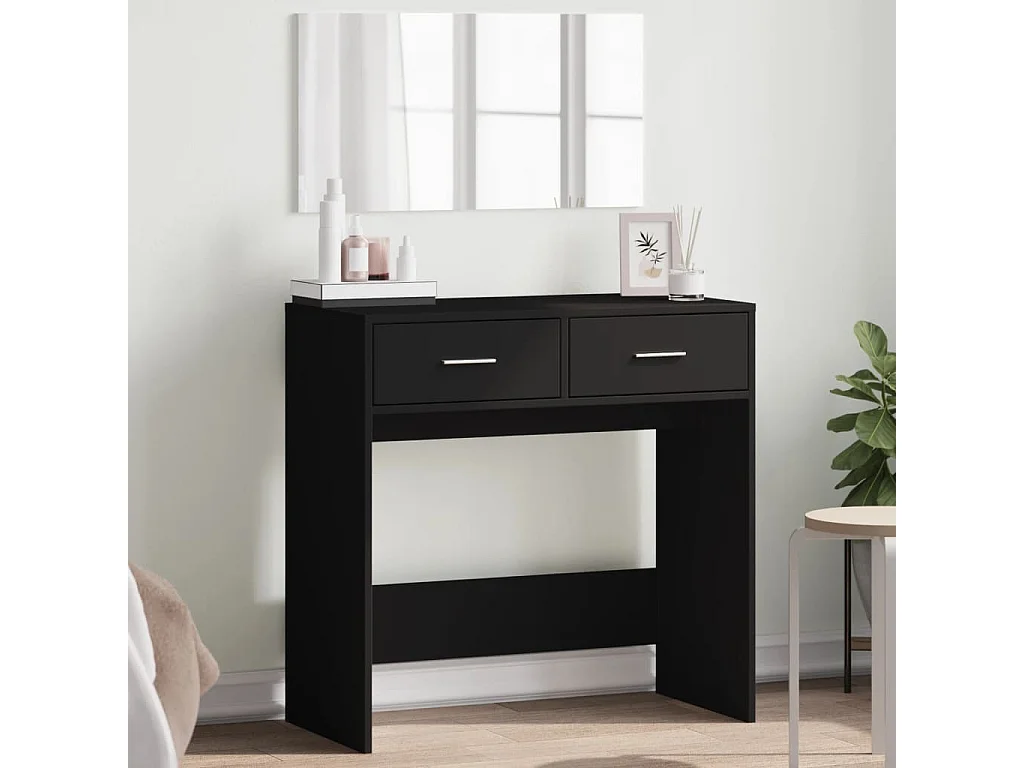 Kaptafel met spiegel 80x39x80 cm zwart
