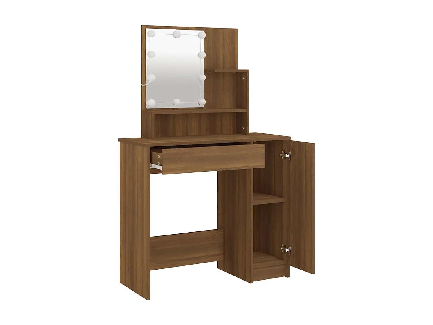 Schminktisch mit LED Braun Eichen-Optik 86,5x35x136 cm