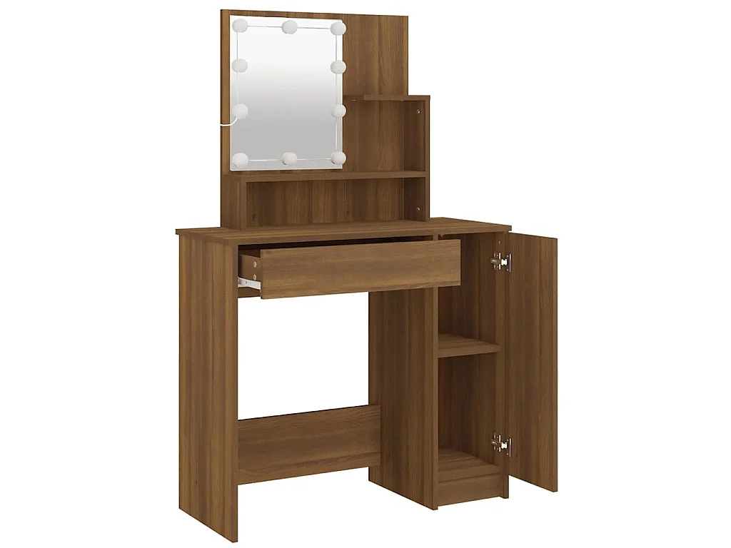 Kaptafel met LED-verlichting 86,5x35x136 cm bruin eikenkleur
