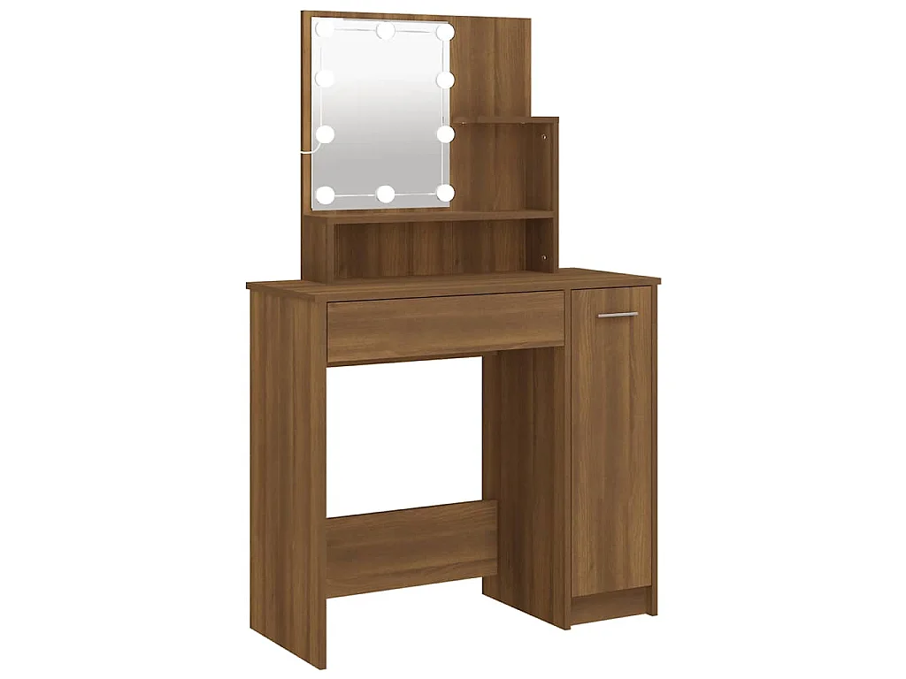 Kaptafel met LED-verlichting 86,5x35x136 cm bruin eikenkleur