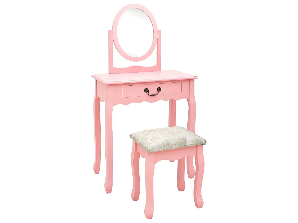 Schminktisch mit Hocker Rosa 65x36x128 cm Paulownia-Holz MDF